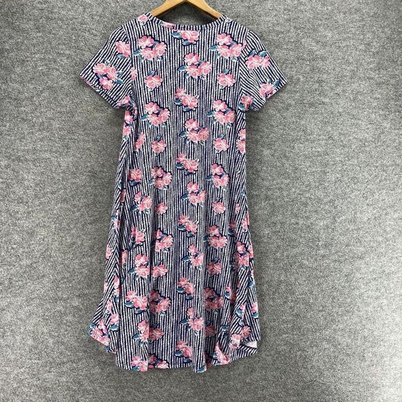 5/$45 LulaRoe Dress Women S Small Blue Floral Shift Midi Short Sleeve Round Neck - Picture 2 of 9
